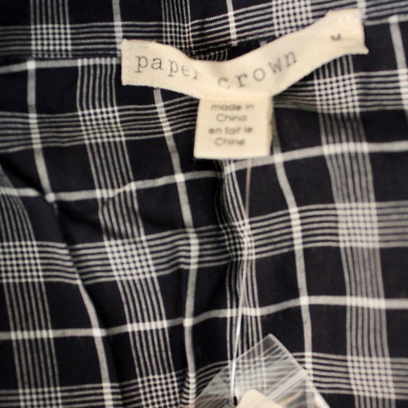 NWT Paper Crown Plaid for Anthropologie Tie Front Button Down Blouse Size M - Picture 10 of 14